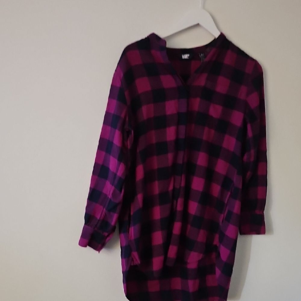 Vibrant Pink and Black Plaid Shirt